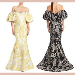 NWT $1173 ALEXANDER BY DAYMOR [ 6 ] 1869 Off Shoulder Brocade Yellow Gown #J1909